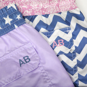 Double Trouble - blue zig zag pattern Swim Short - True Boxers